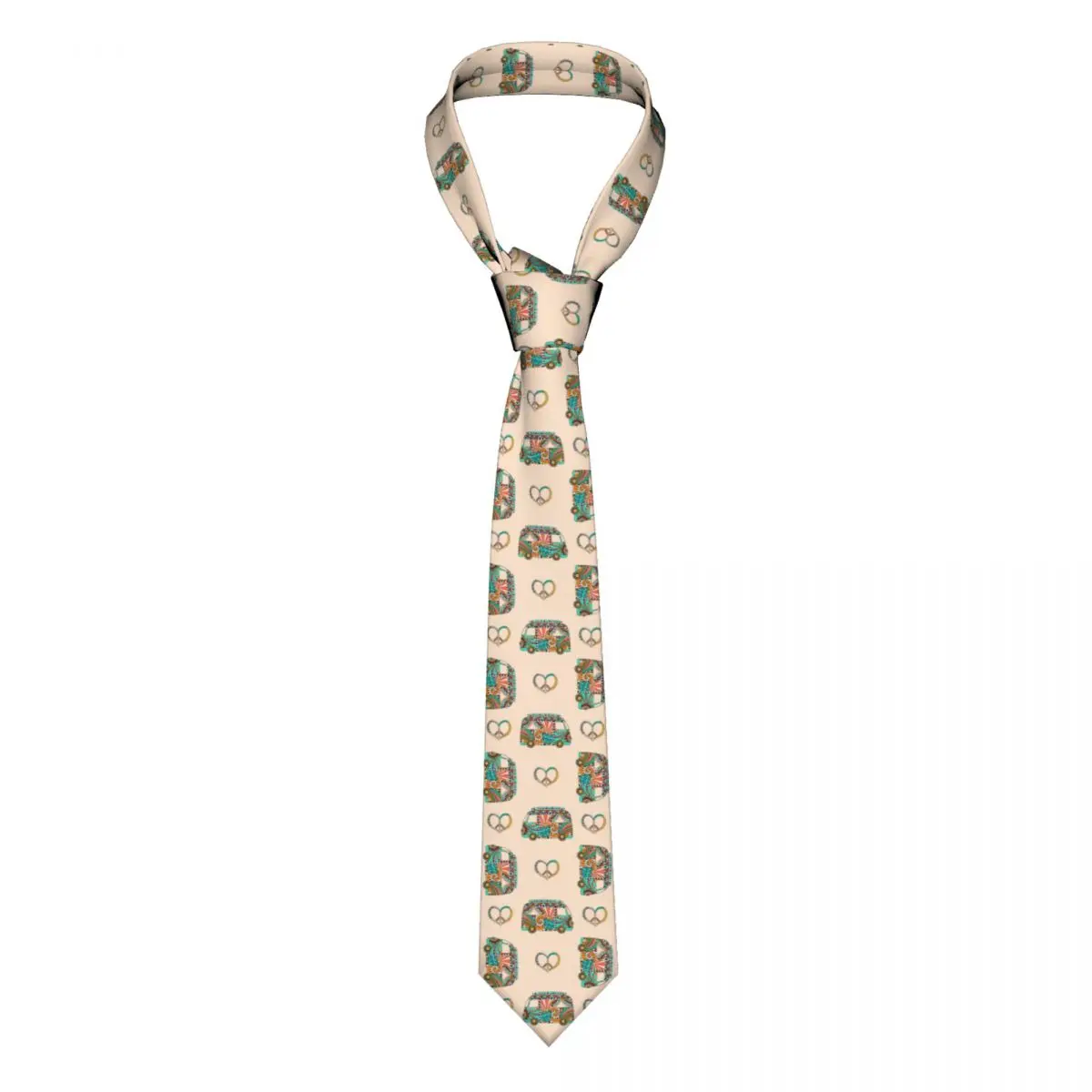 

Mens Tie Slim Skinny Zentangle Colorful Hippie Camper Bus Symbol Peace Necktie Fashion Necktie Free Style Men Tie Party Wedding