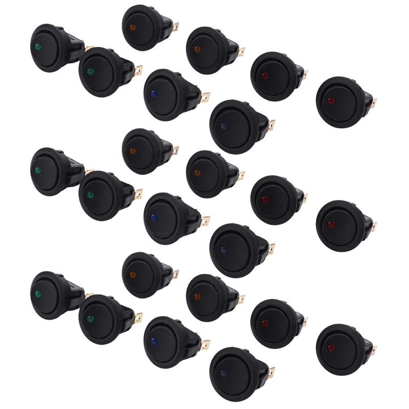 

24PCS LED Dot Light 12V Car Auto Boat Round Rocker ON/OFF TOGGLE SPST SWITCH