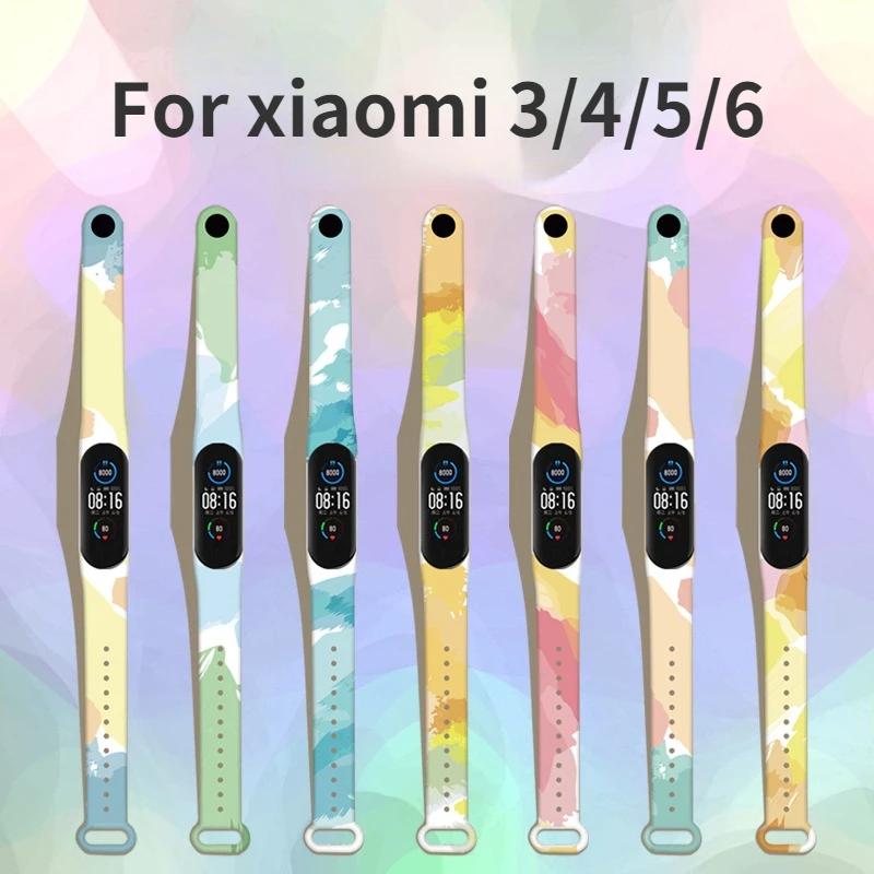 

For Mi Band 6 5 4 3 Camouflage Strap Silicone Replacement Wristband Bracelet on Xiaomi Miband6 Miband5 Miband4 Smartwatch Strap