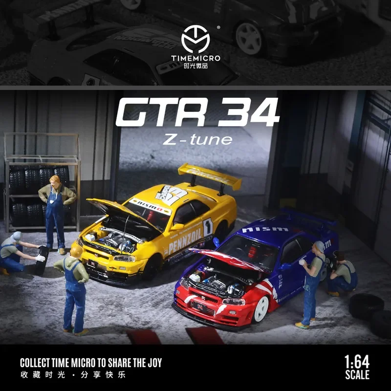 **Предпродажа** TimeMicro 1/64 GTR34 Желтая черная и красная синяя гоночная живопись