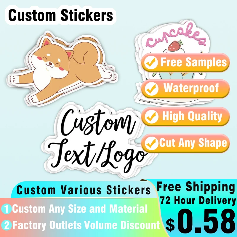 

Custom Cartoon Anime Stickers Customize Vinyl Holographic Stickers Die Cut Self Adhesive Label for Car Window Wall Fridge Helmet
