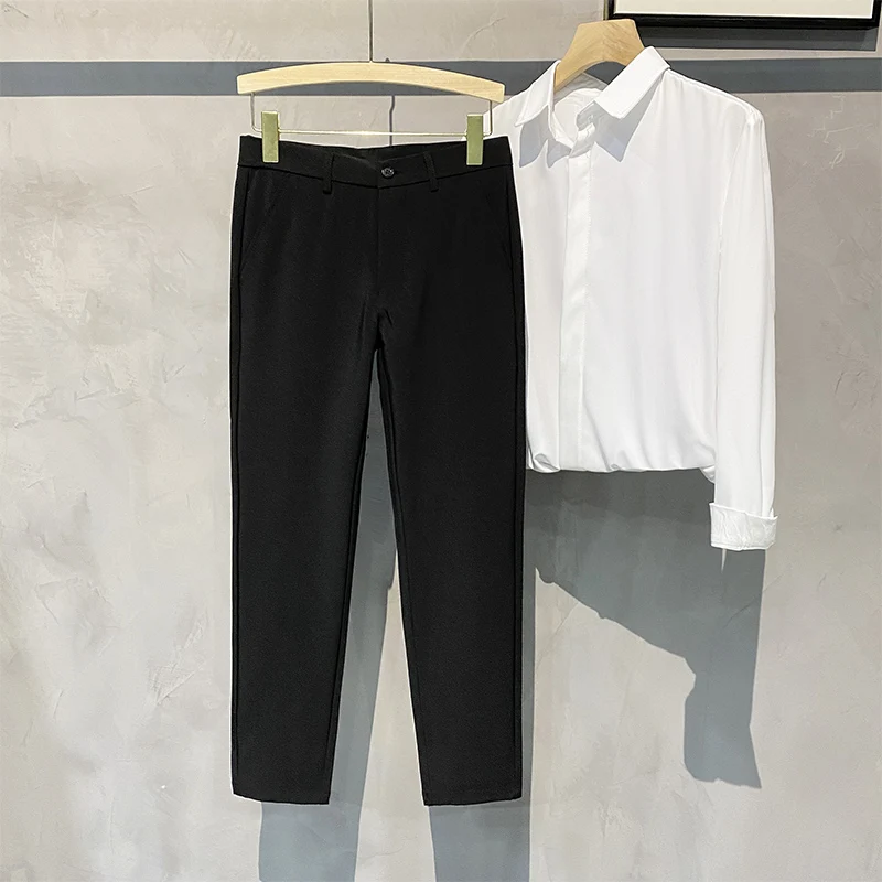 

Classic Solid Color Casual Pants Men Spring Autumn New Business Fashion Trousers Comfortable Straigh Ankle-Length Pants T75