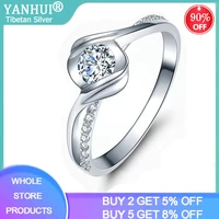 new arrived 100 original tibetan silver ring sparkling natural high quality cubic zirconia ring women wedding jewelry
