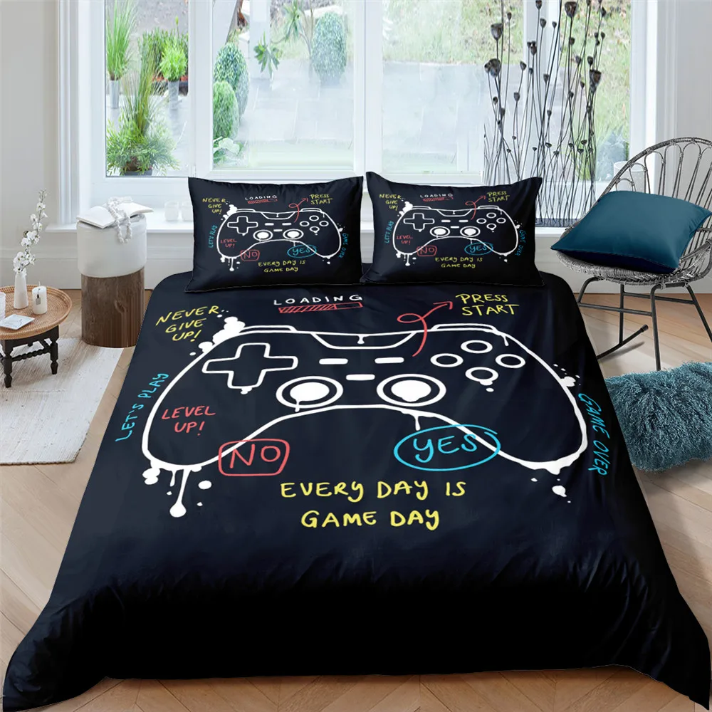 

Set Gamer Life Pattern Printed Duvet Cover Set With Pillowcase Queen King Full Size Home Textiles Bedding