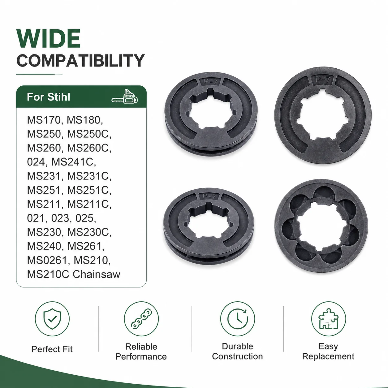 Фото Звездочка цепная P7 3/8LP 17 мм Mini 7 Spline для бензопил Stihl MS241C MS231C MS251C MS211C MS230C MS230 MS240 MS261 MS210C, запчасти для бензопил №5