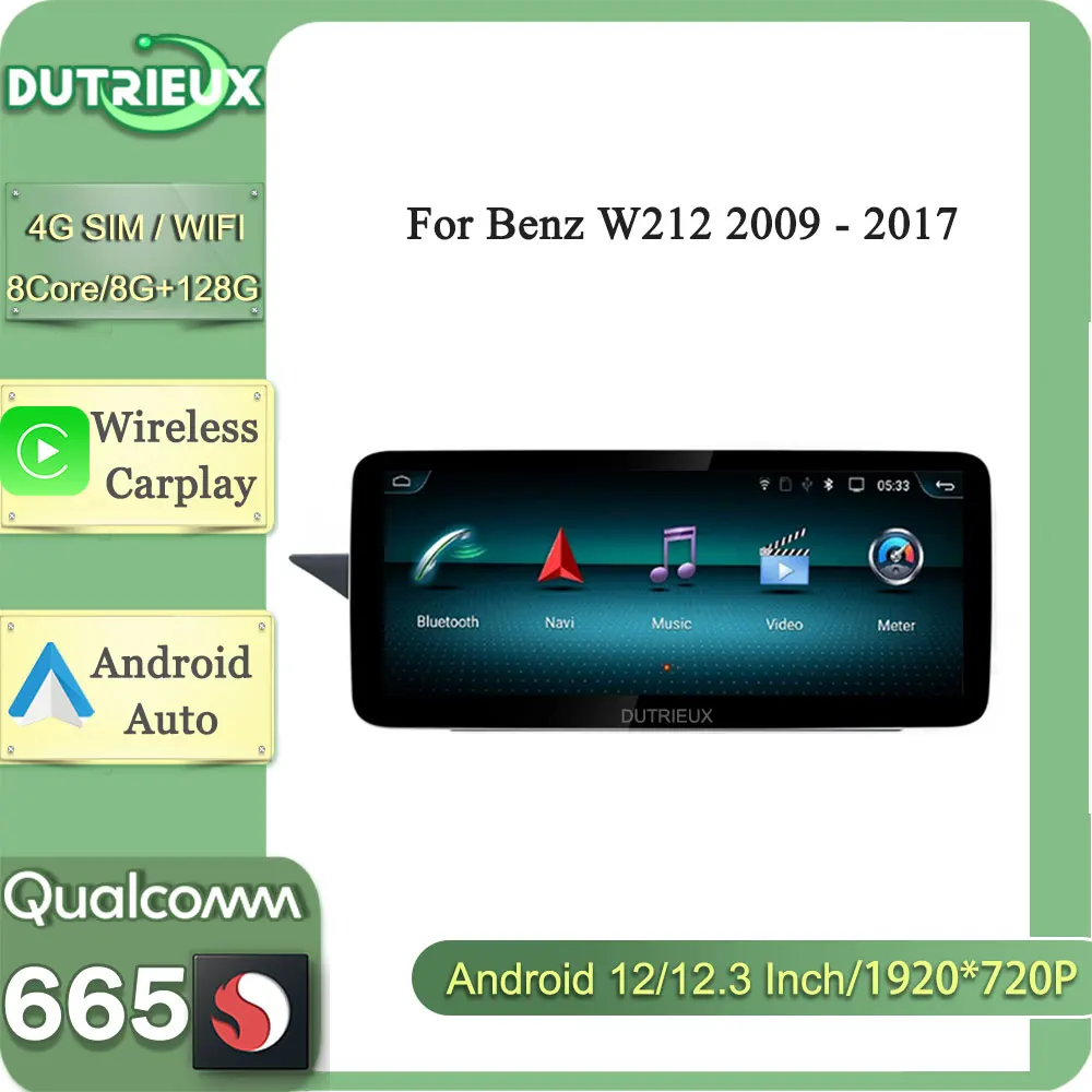 

12.3 Inch Android 12 For Benz W212 2009 - 2016 Monitor Screen TV Carplay Car Radio Multimedia Navigation Video Player Autoradio