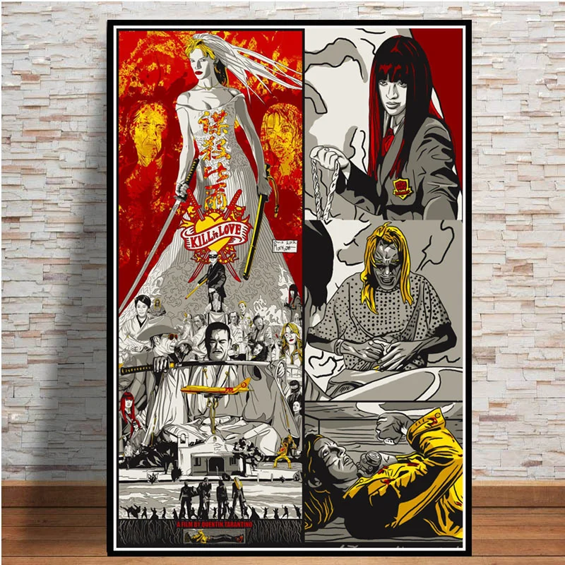 

Kill Bill Pulp Fiction Movie Film Vintage Canvas Painting posters and prints Wall Pictures For Living Room Obrazy