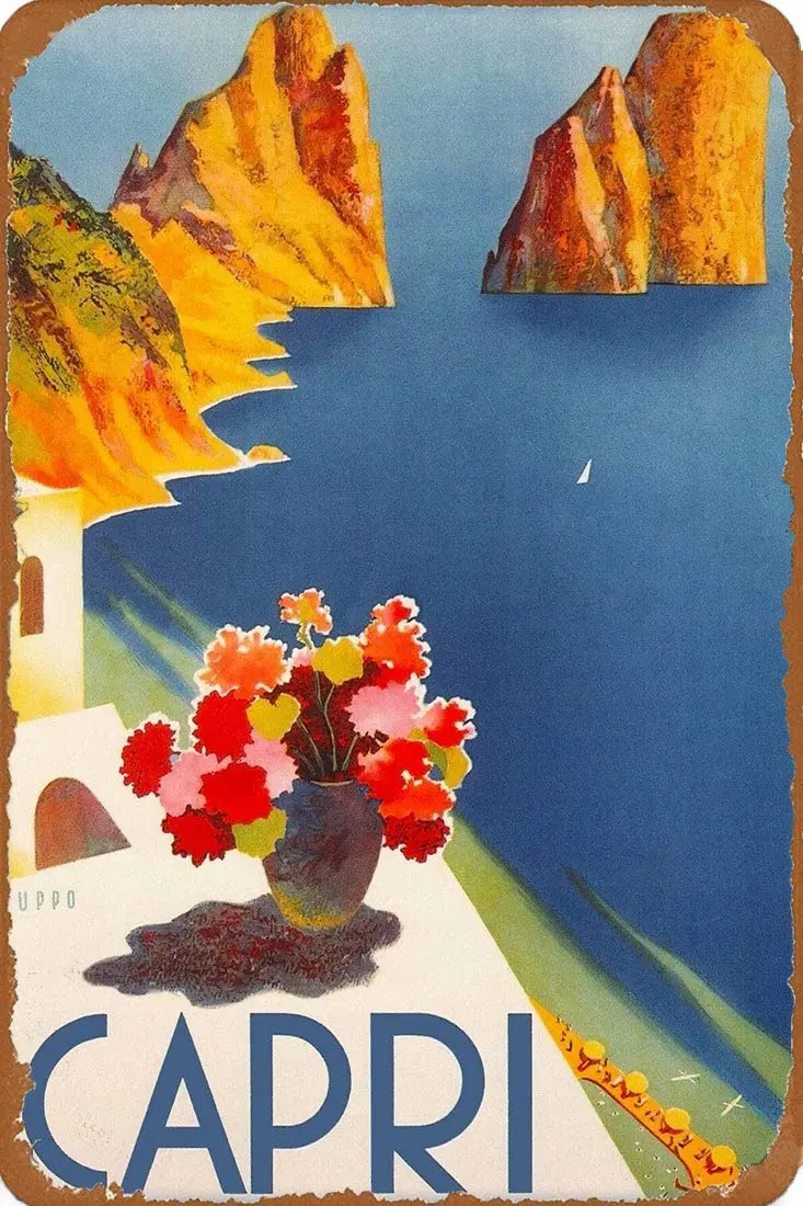 Винтажные оловянные знаки Muroanmi 12X16 дюймов Капри итальянские винтажные