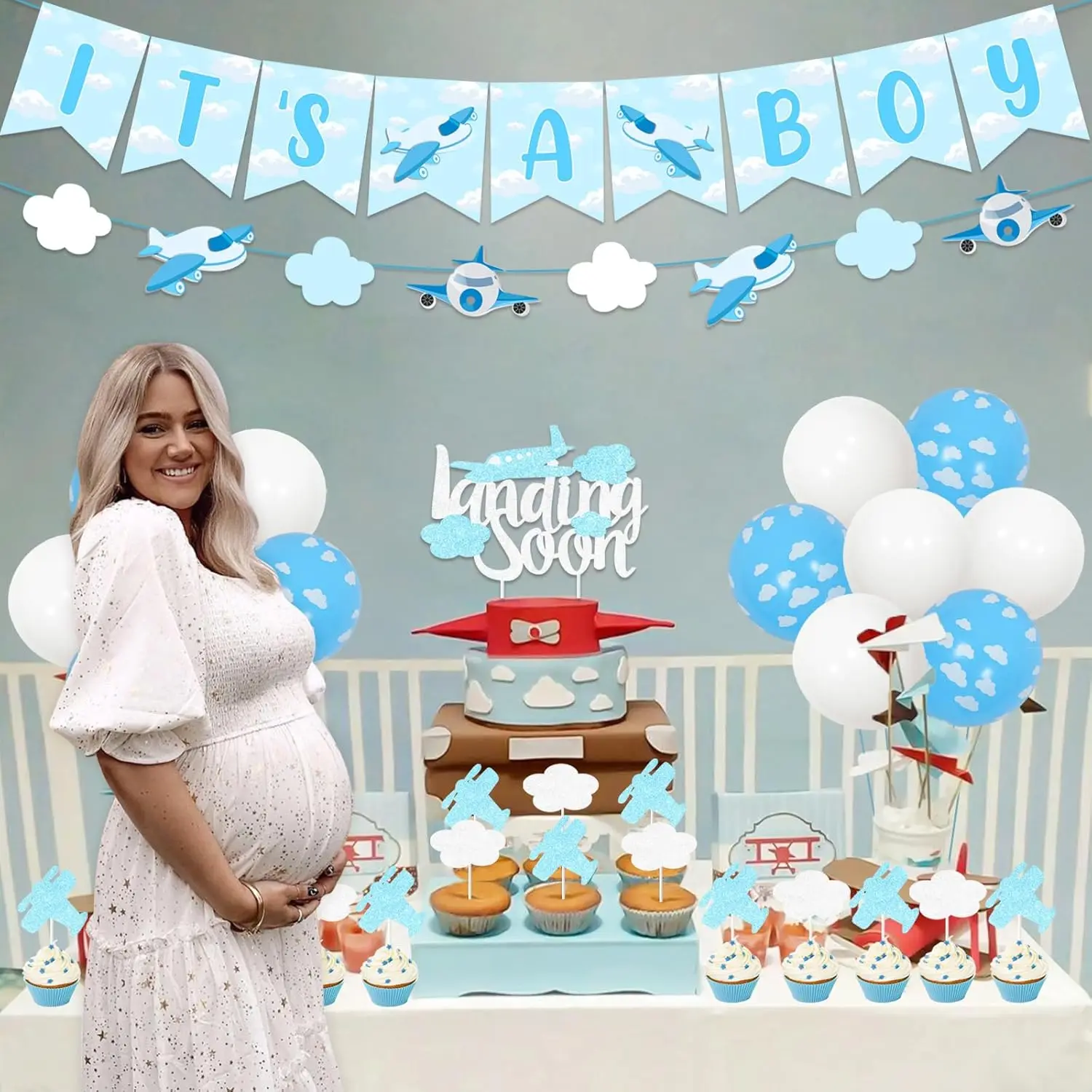 Сюрприз самолет декор для детского душа баннер мальчика воздушные шары небесная