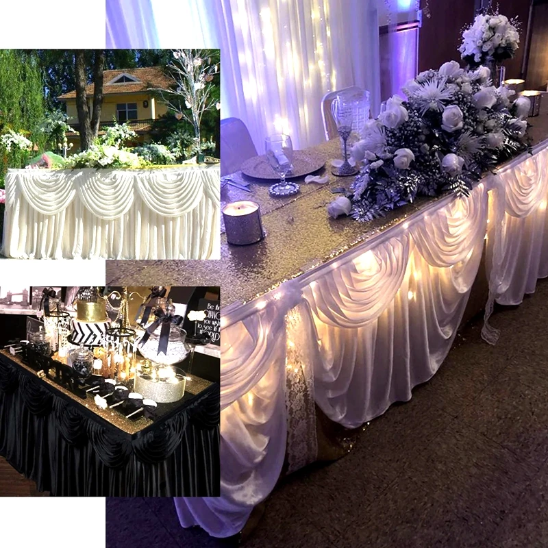 Распродажа по метрам юбка для стола из ледяного шелка с драпировкой драпировка