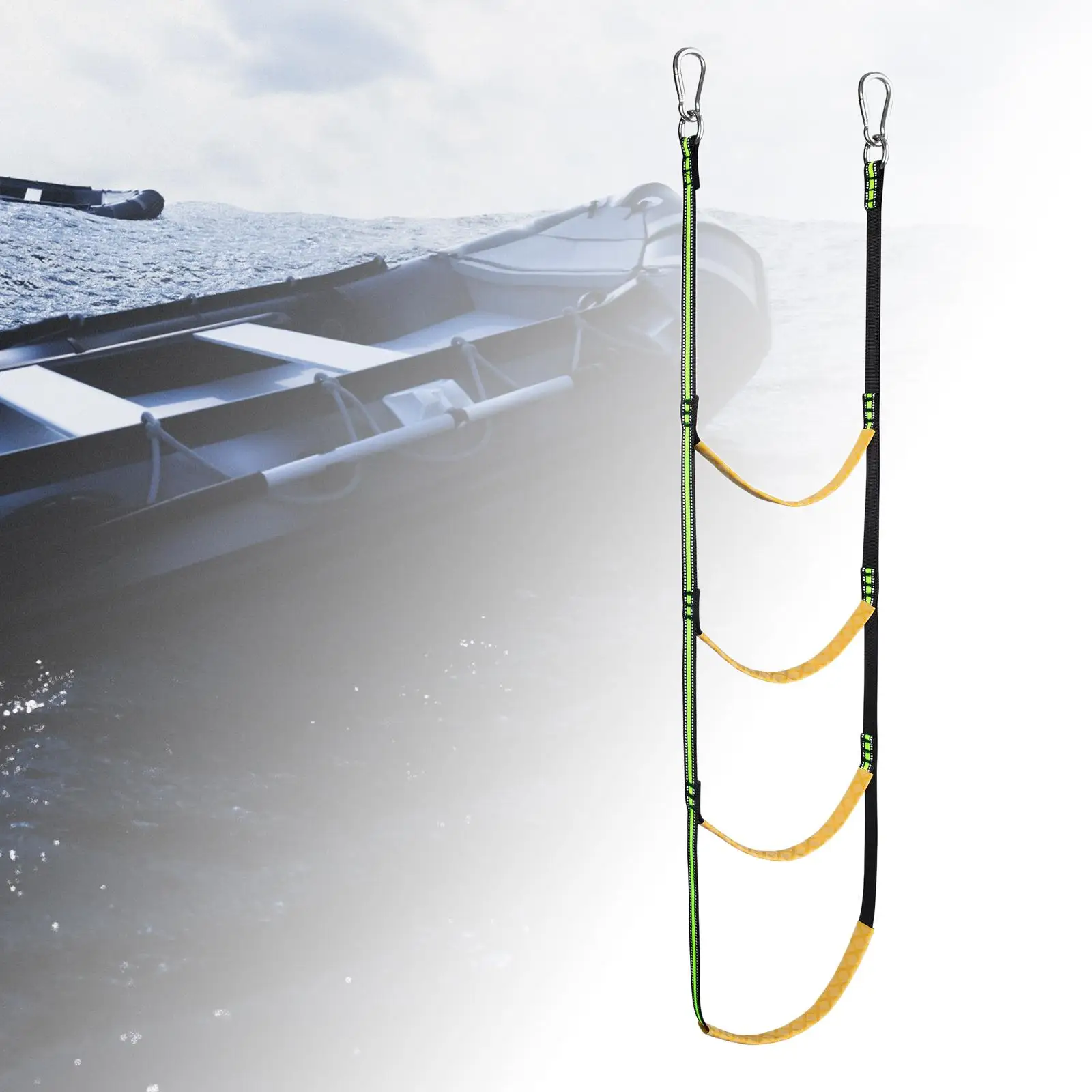 

1PC 4 Step Boat Rope Ladder Stainless Steel Hardware Connection Equipment Soft Strong Drop Down Ladder for Inflatable Boat