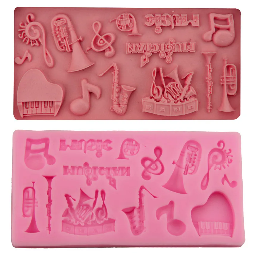 

Musical Instruments Piano Trumpet Soft Silicone Fondant Cake Mold Chocolate Making Baking Decoration Tool DIY Resin Art Mould