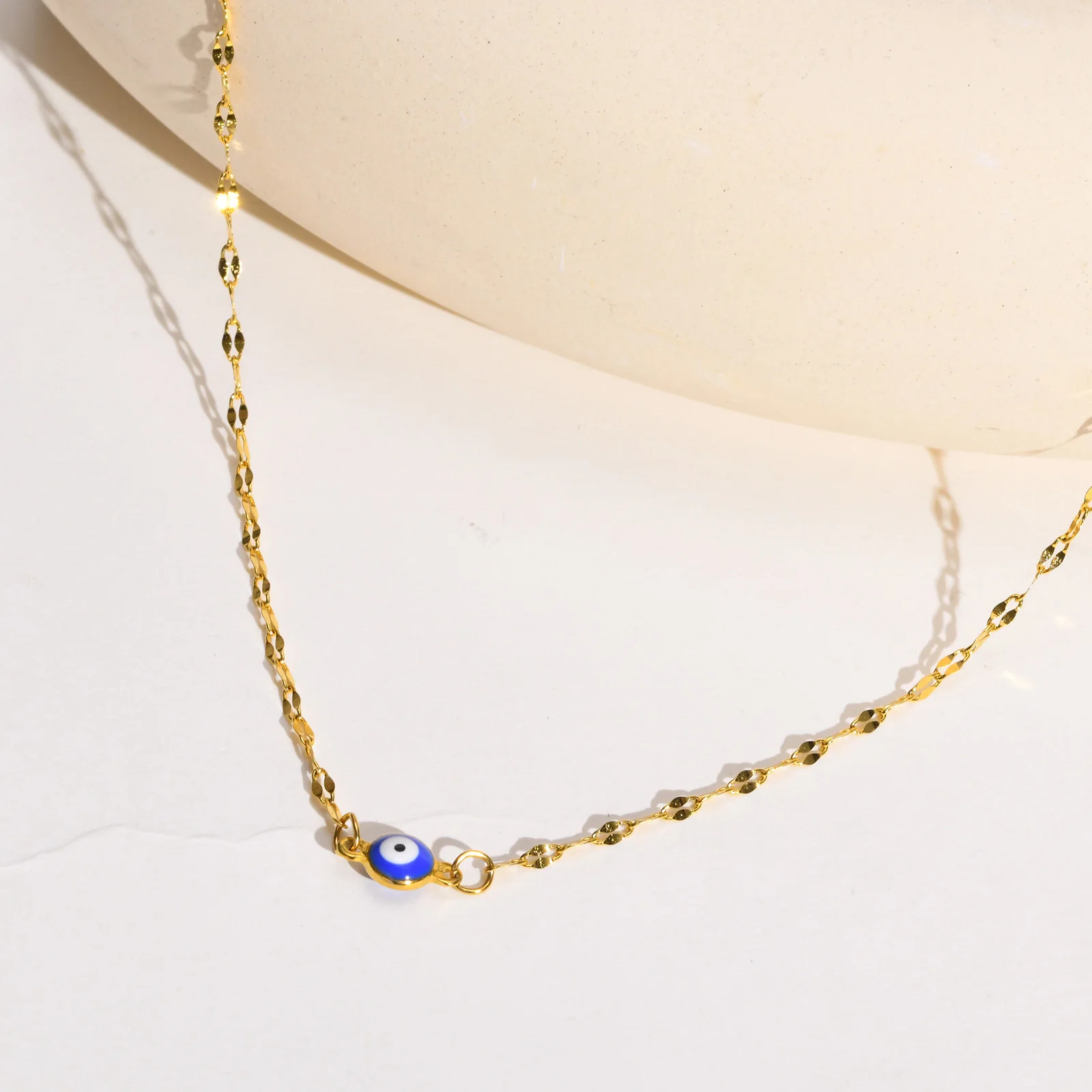 

2023 Blue Devil Eye Lip Chains Necklace For Women, Gold Color Stainless Steel Charm Adjustable Fashion Necklaces Jewelry