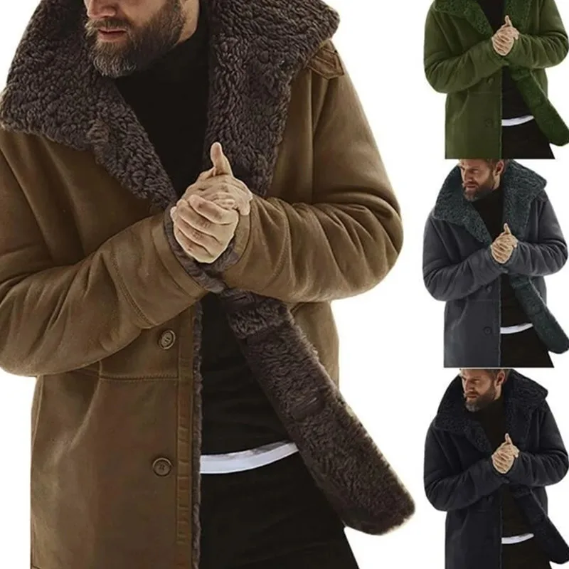 Мужское зимнее флисовое теплое пальто верхняя одежда Тренч - Цена: 3408.6