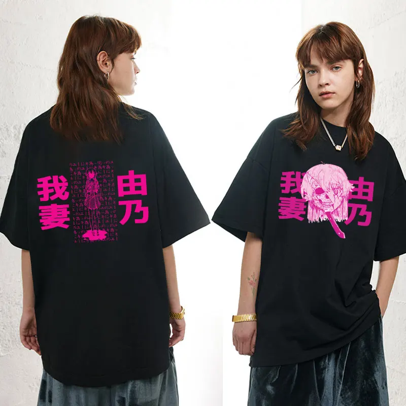 

Japan Anime Yuno Gasai In School Uniform T Shirt Mirai Nikki Future Diary T Shirts Men Women Gothic Fashion Oversized T-shirt