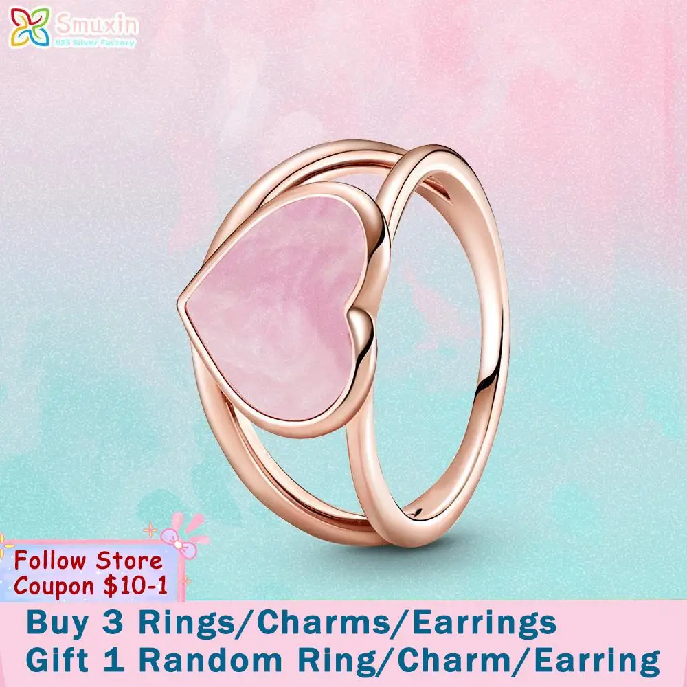 

Smuxin 925 Sterling Silver Pink Swirl Heart Statement Ring 925 Silver Women Rings Ngagement Ring Women Jewelry Making Girl Rings