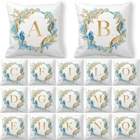 ocean golden letter alphabet decorative cushion cover polyester throw pillowcase 4545cm sofa home decorative pillowcover 41023