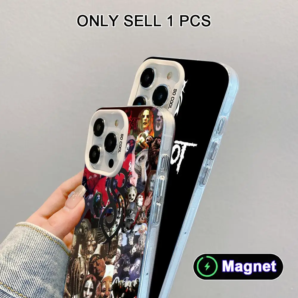 Фото Модный чехол S-Slipknot-S для iPhone 17 16 15 14 13 12 11 X XR XS Air Pro Max Plus, цветной, серебристый, с магнитом №1