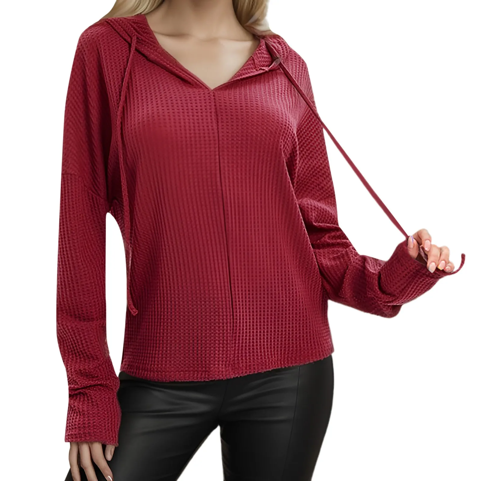 Женская толстовка с капюшоном и длинными рукавами на шнурке трикотаж Bluza Damska