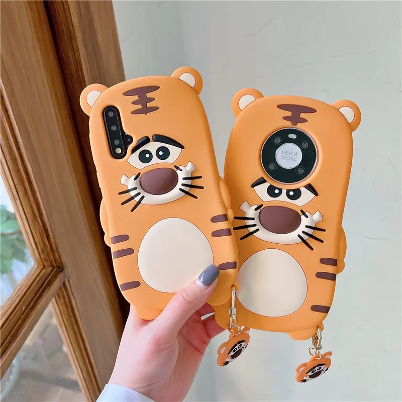 

Силиконовый 3D чехол с мультяшным тигром для Xiaomi Redmi NOTE 10 PRO K30 K40 Pro с милым кулоном
