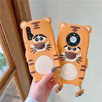 cartoon tiger silicone 3d case for xiaomi redmi note 10 pro k30 k40 pro with cute pendant