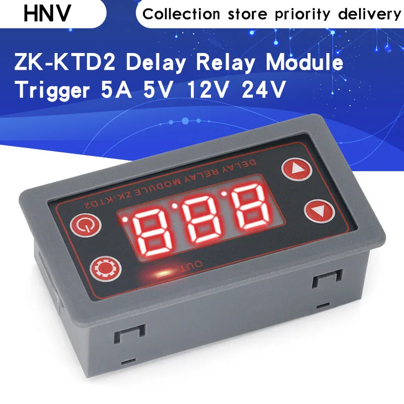 

ZK-KTD2 5A 5V 12V 24V Fully Compatible Delay Relay Module Trigger Cycle Timing Industrial Anti-Overshoot