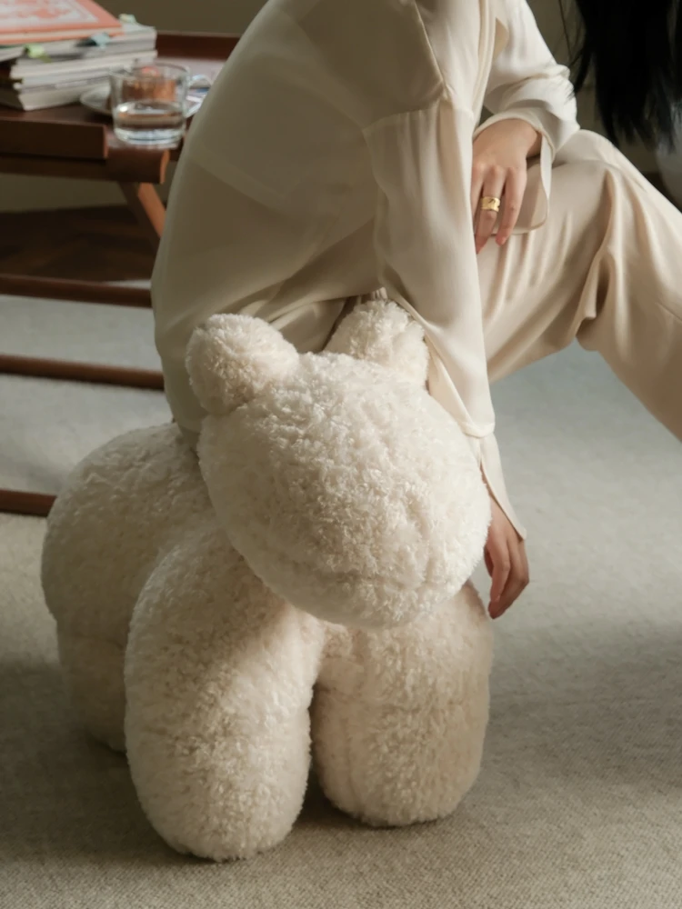 Кремово-белое подставка для ног из искусственной шерсти в рулоне