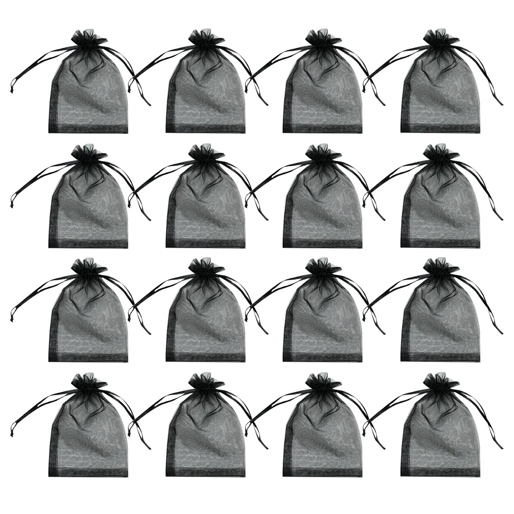 

100pcs Organza Pouches Mesh Gift Bags Drawstring Candy Bags Black Organza Bags Mesh Favor Bags Drawstring Organza Bag