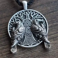 creative retro totem rune crow tree of life silver color vikings men women punk hip hop necklace anniversary gift jewelry
