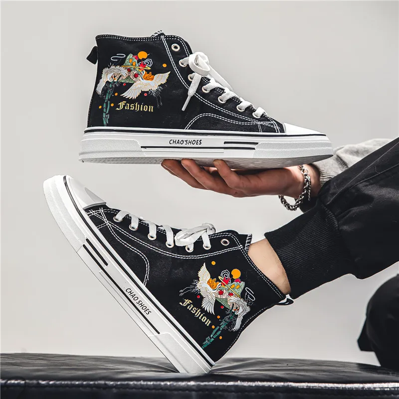 

Chunky Sneakers Men Shoes Vulcanize Canvas Shoes High Top Sneakers Casual Breathable Platform Shoes Man Trainers Tenis Masculino