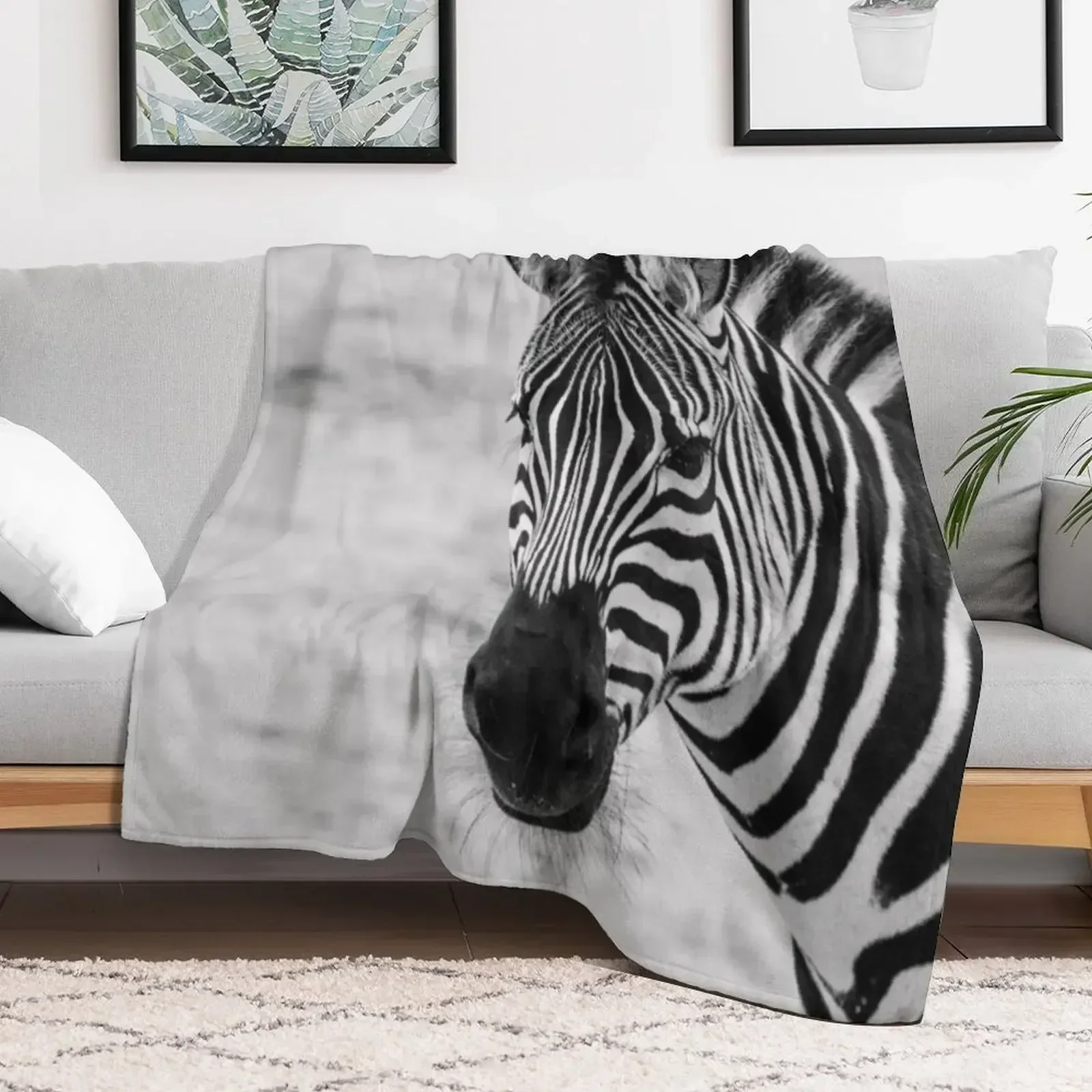 Одеяло Зебра в моно мягкие большие лохматые покрывала одеяла