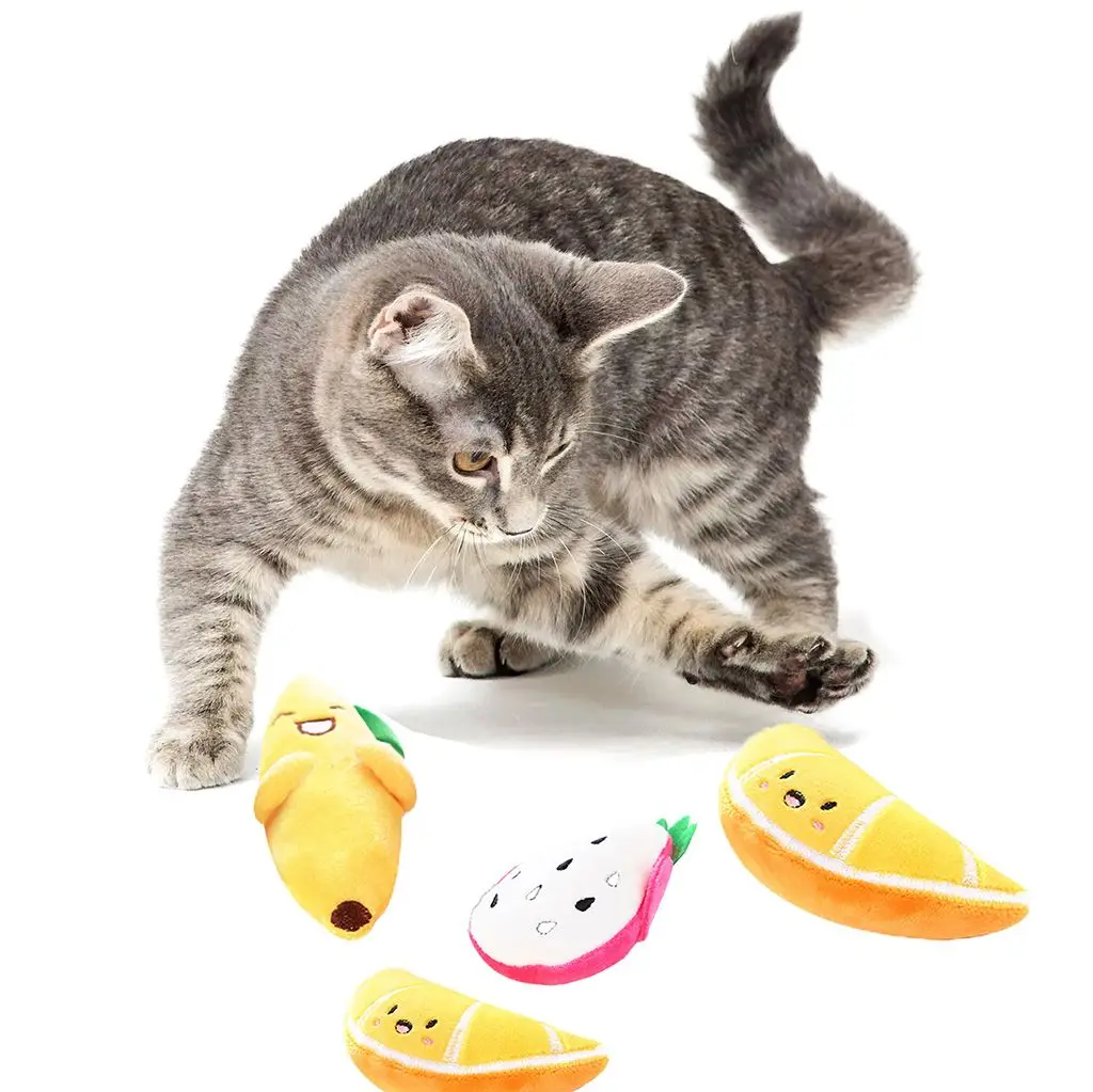 

Cute Safe Teeth Cleaning Funny Plush Fruit Shape Cat Interactive Toys Catnip Toy Kitten Gift Cat Supplies