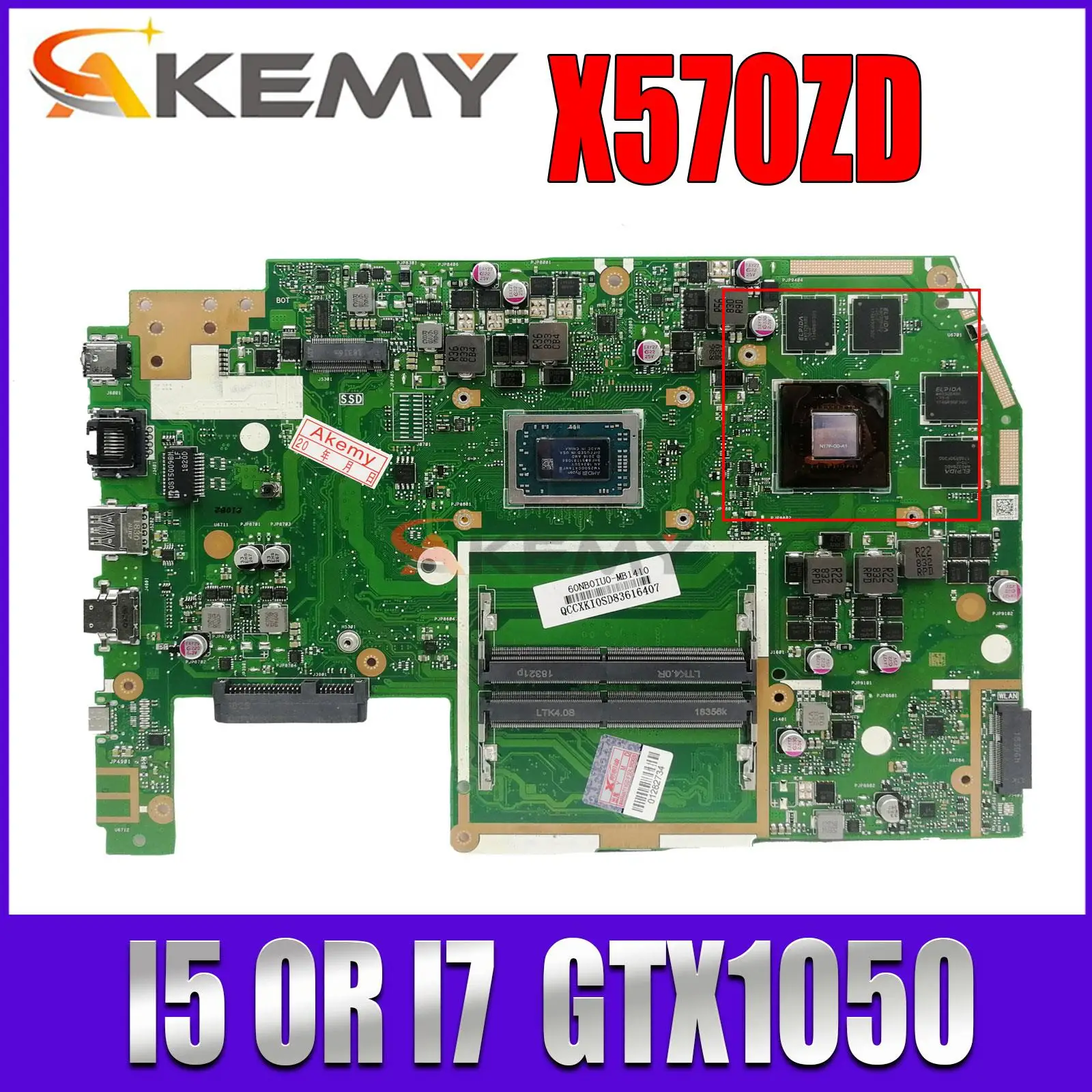 

Notebook X570 Mainboard For ASUS TUF YX570ZD YX570DD X570D X570DD X570ZD X570Z Laptop Motherboard AMD Ryzen R5 R7 GTX1050