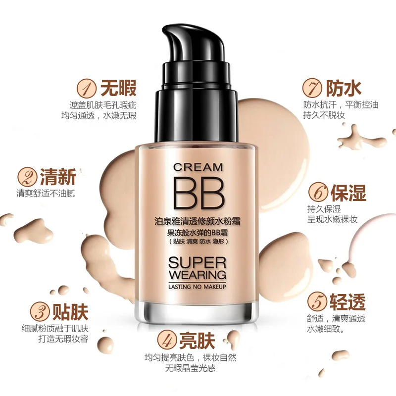 

BIOAOUA Gouache Cream BB Cream Liquid Foundation Concealer Moisturizing Strong Base Cream Air Cushion CC Cream Makeup Primer Nud