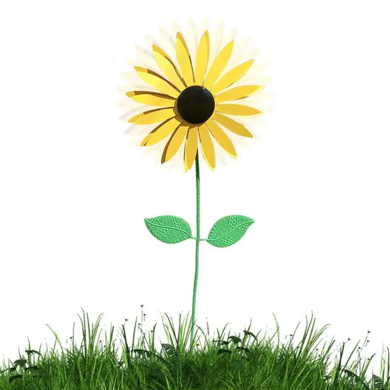 

Outdoor Windmill Rotating Sunflower Wind Spinner With Stake Standing Wrought Iron Decoration Tool Pinwheel Outdoor Garden Decor