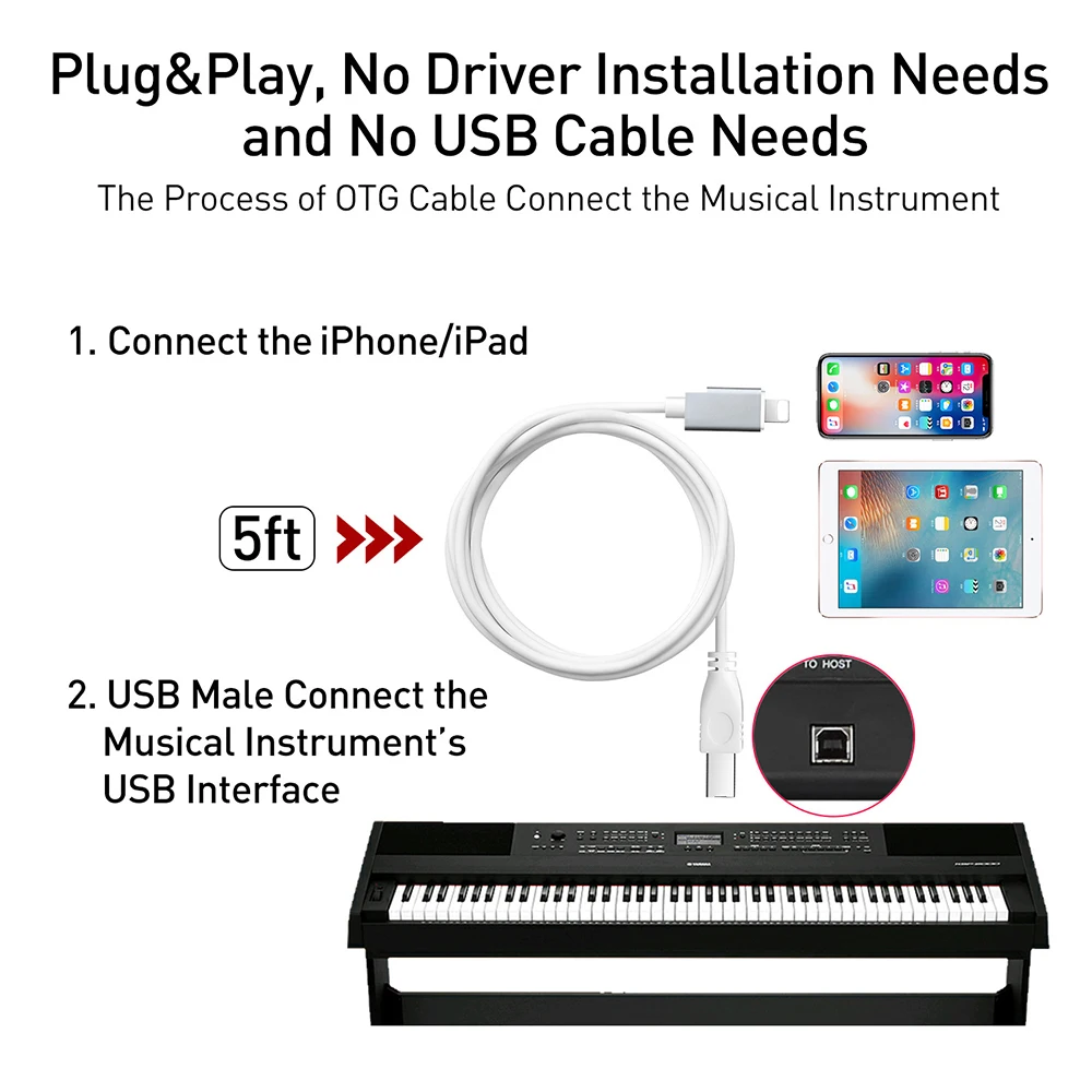 Адаптер dyplay 8Pin 3m Type B USB OTG кабель папа-папа для iPhone iPad к электронному музыкальному