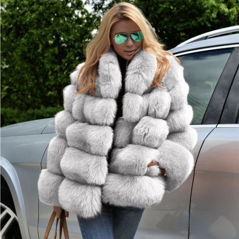 Casual White Black Fluffy Fall Winter Faux Fur Coat Women Jacket Long Sleeve Cropped Puffer Fur Jacket for Women Outwear