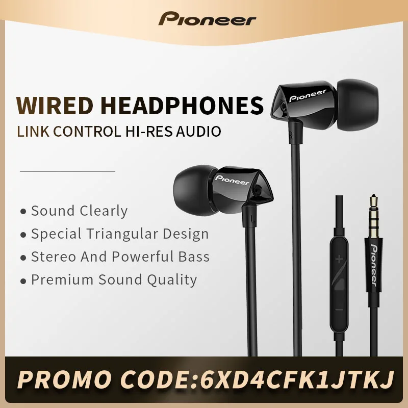 

Pioneer Wired Headphones CL32S DJ Earphones In-Ear Line Control Gamer Headset With Mic Stereo Deep Bass Noise Reduction Earbuds