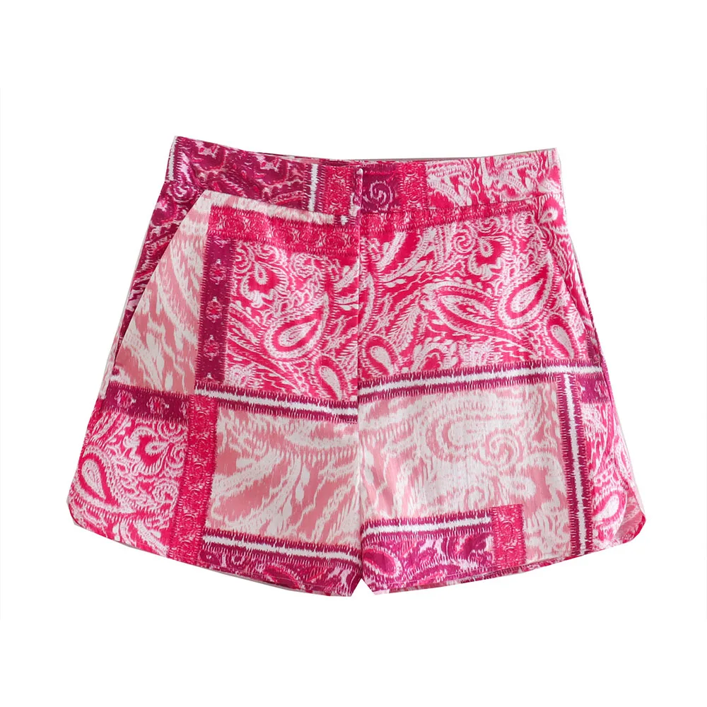 

2022 women's summer new patchwork printed casual shorts fashion loose girls all-match sports shorts