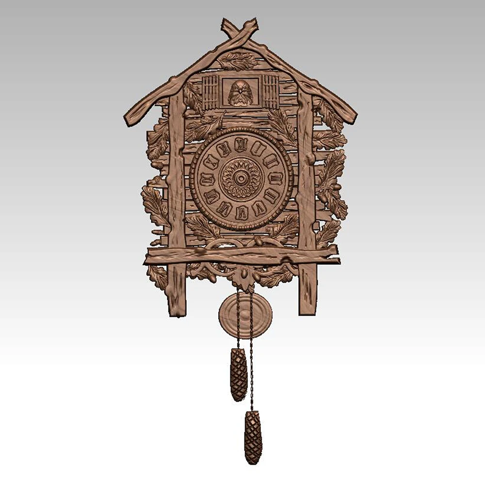 

3D Model STL File Wall Clock Model Bird House Pattern Relief for CNC Router Engraving Support ZBrush Artcam Aspire Cut3d