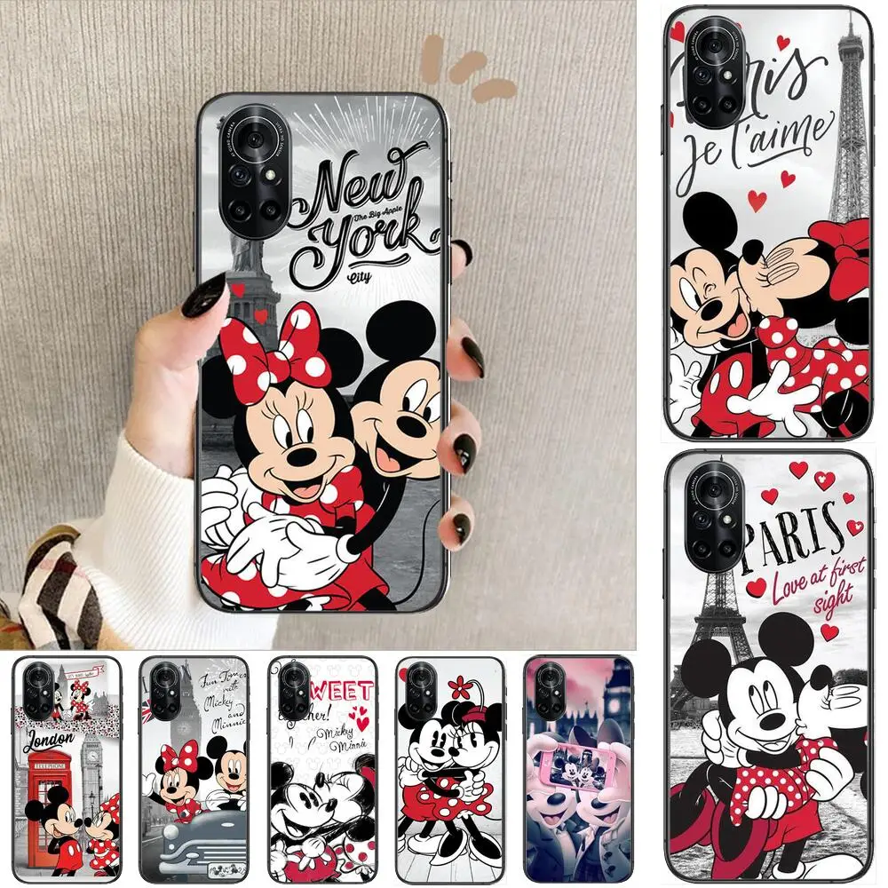 

disney Minnie Mouse Anime Clear Phone Case For Huawei Honor 20 10 9 8A 7 5T X Pro Lite 5G Black Etui Coque Hoesjes Comic Fash