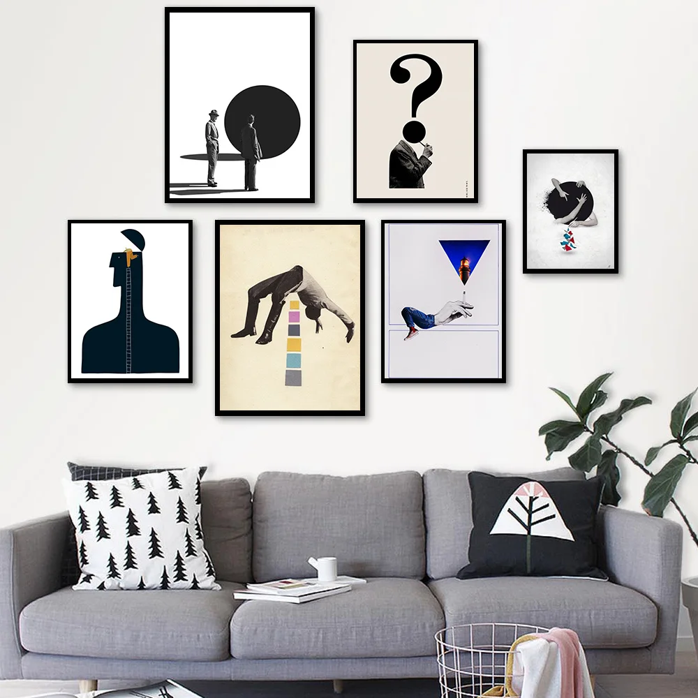 

Fashion art Nordic surrealism abstract figure canvas painting graffiti wall art room poster living room home decoration mural