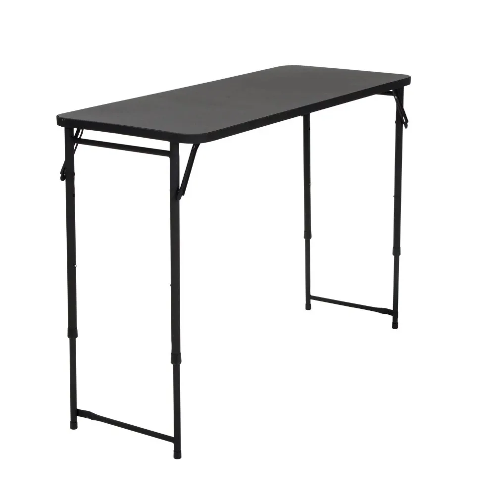 

20" x 48" Adjustable Height PVC Top Table,Camping Table,Portable Folding Tables,Camping Equipment, Black