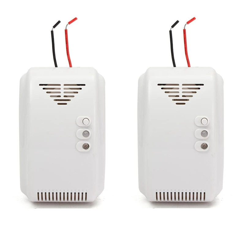 

GTBL 2Pcs 12V LPG Propane Butane Combustible Gas Leak Alarm Detector Sensor LED Flash Alarm Sound Motor Alarm Home Security