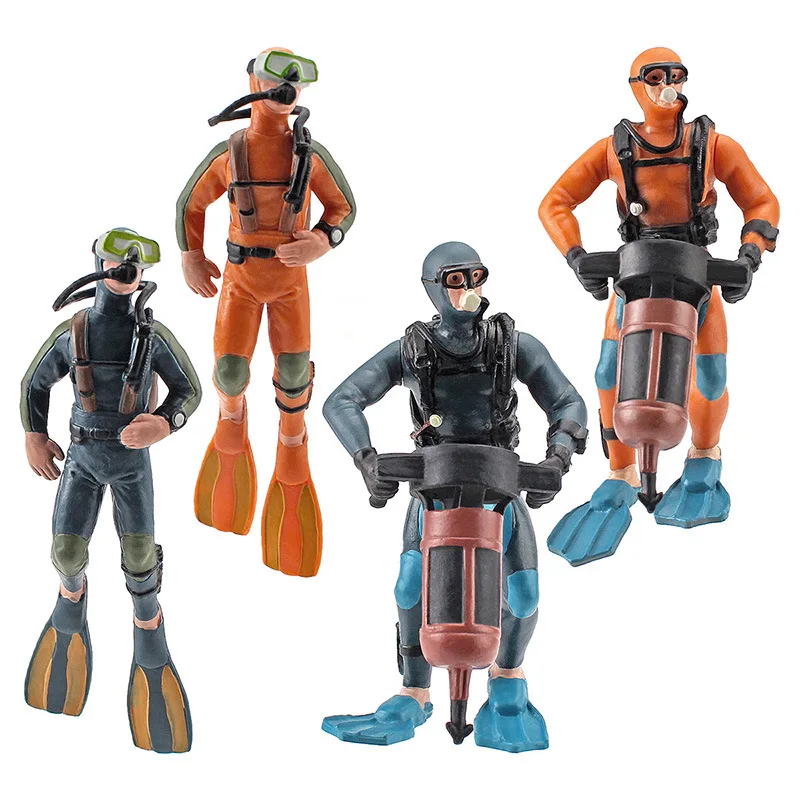 

4pcs/set Diver Aquanaut Frogman Models Simulation People Action Figures Home Table Holiday Decoration Accessries Collection Toys