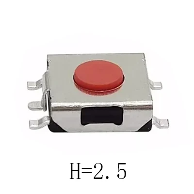 

5-контактный красный тактовый переключатель SMD, монтажный переключатель на печатной плате, более 50 шт., 6,2X6,2 мм H = 2,5/2,7/3,1/3,4/3,7/4/4,3/5/5,5 мм