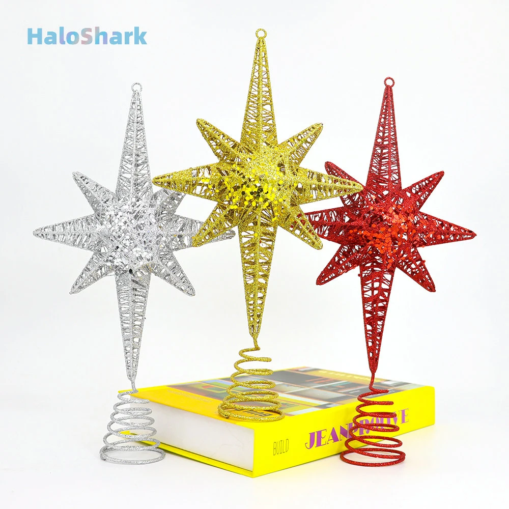 

1Pcs Gold Glitter Christmas Tree Top Iron Star Christmas Decorations For Home Xmas Tree Ornaments Navidad New Year 2022