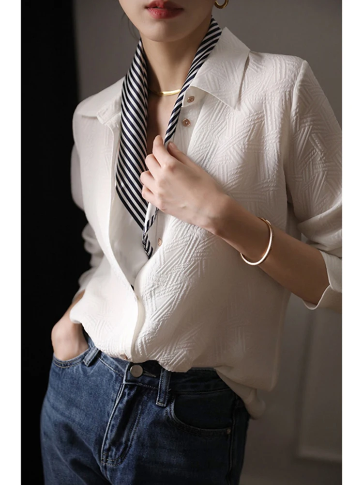 Белые рубашки Emed с текстурой женские весенние новинки 202 профессиональная