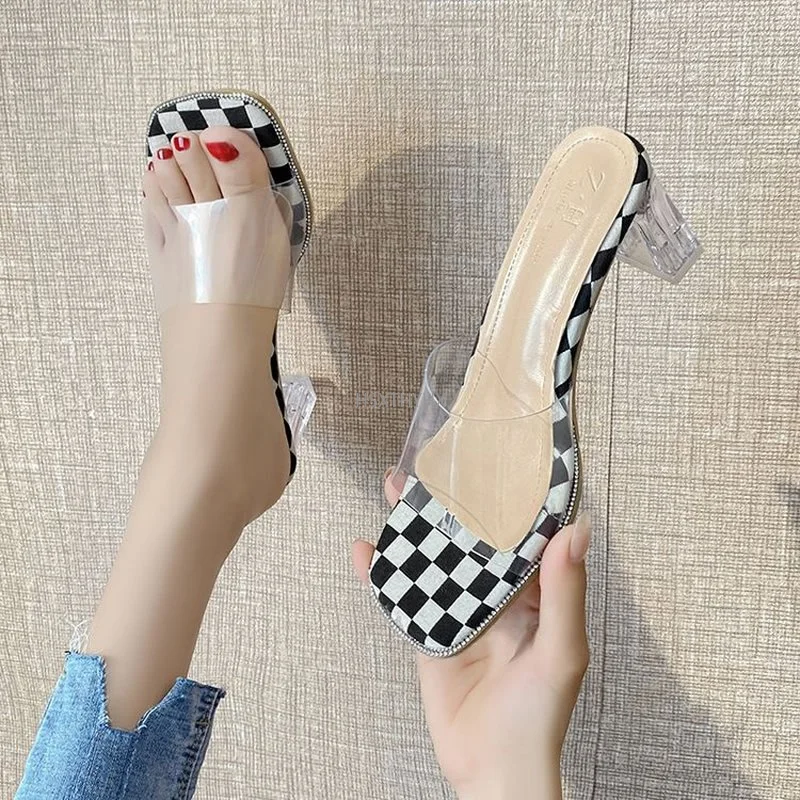 

Сетчатые модные женские туфли-лодочки, летние прозрачные туфли на высоком каблуке с открытым носком, обувь вечерние