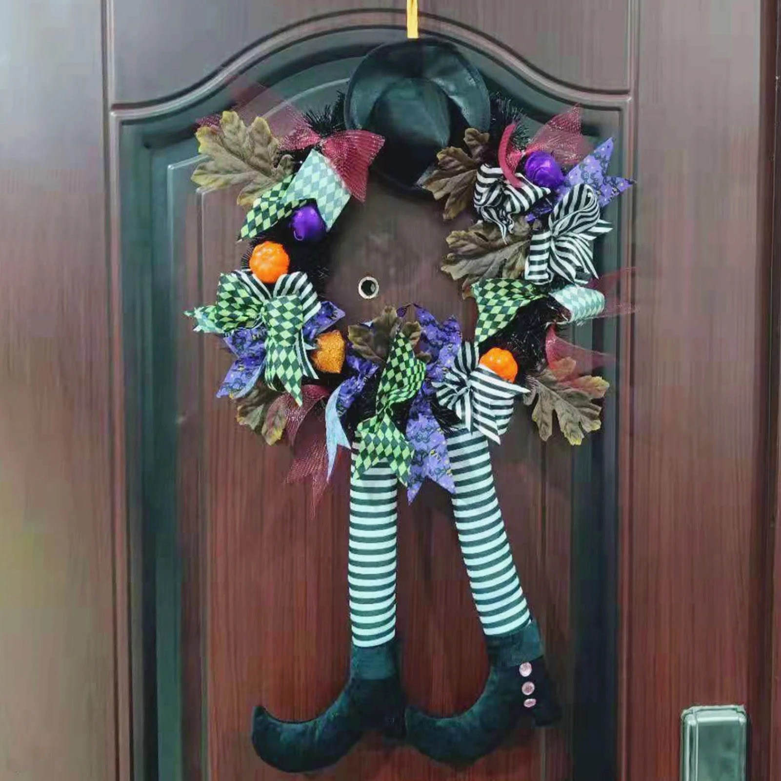 

Halloween Wreath Witch Large Wicked Witch Legs Pendant Garland with Fake Plants for Outdoor Indoor